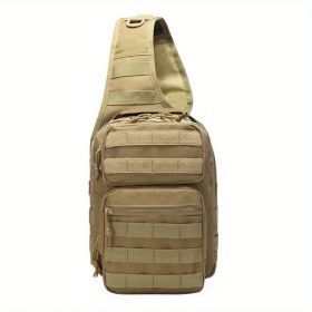 7L Large Capacity Adjustable Tactical Men's Chest Bag Outdoor Cycling Camping Waterproof Hiking Portable Waist Bag Outdoor Sports Shoulder Crossb (Color: khaki)